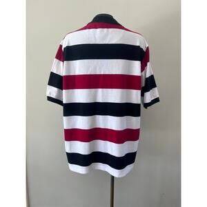 Linea  Uomo Polo Men’s Sz XXL Rugby Style Red/Wt/Blu Stripes S/S Sports Casual